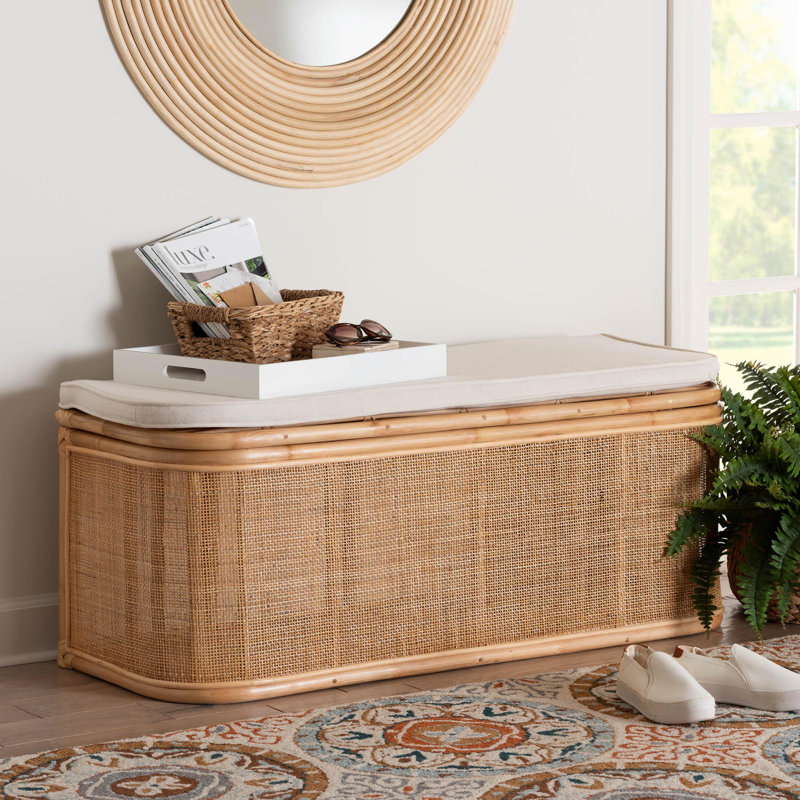 Wicker end of bed storage bench discount